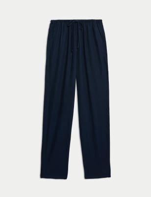 

Womens M&S Collection Linen-Rich Drawstring Tapered Trousers - Navy, Navy