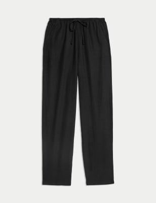 

Womens M&S Collection Linen-Rich Drawstring Tapered Trousers - Black, Black