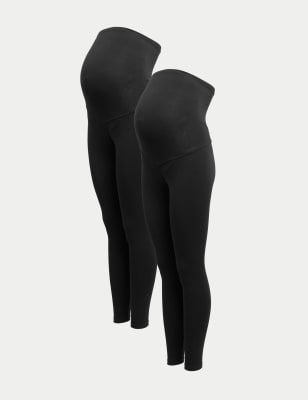 

Womens M&S Collection Maternity 2pk Over Bump Leggings - Black, Black