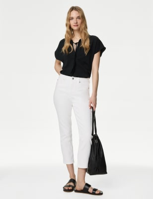 

M&S Collection Jeans slim pesqueros de cintura altaWomens - Soft White, Soft White