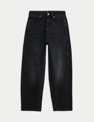 

Womens M&S Collection High Waisted Carrot Leg Ankle Grazer Jeans - Black Mix, Black Mix