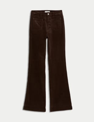 

Marks & Spencer Cord Patch Pocket Tea Dyed Flared Trousers (FEMALE, BITTER CHOCOLATE, 10-REG)