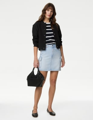 

Womens M&S Collection Mini-Cargorock aus Denim - Light Indigo, Light Indigo