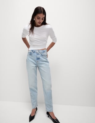 

Womens M&S Collection The Mom Jeans - Light Indigo Mix, Light Indigo Mix