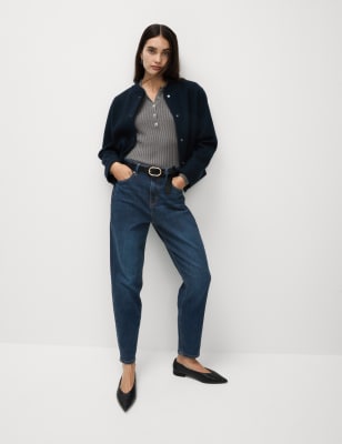 

Womens M&S Collection The Mom Jeans - Dark Indigo Mix, Dark Indigo Mix