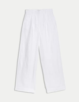 

Womens M&S Collection Hose aus reinem Leinen mit weitem Bein - Soft White, Soft White