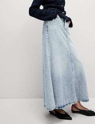 

Womens M&S Collection Denim Maxi A-Line Skirt - Light Indigo, Light Indigo