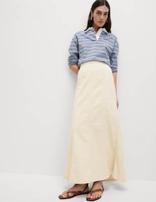 

Womens M&S Collection Denim Maxi Skirt, Ecru