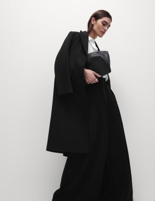 

Womens M&S Collection Plissierte Hose mit hohem Lyocell-Anteil und weitem Bein - Black, Black