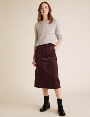 Black cord skirt m&s best sale