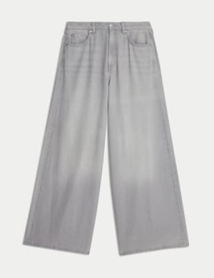 

Womens M&S Collection Lyocell™ Blend Wide Palazzo Leg Jeans - Grey, Grey