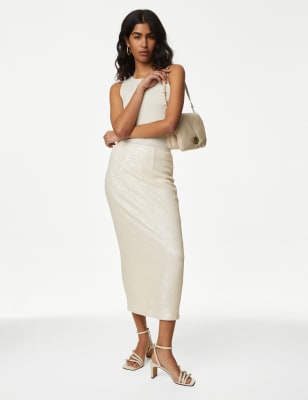 

Womens M&S Collection Sequin Midaxi Column Skirt - Neutral, Neutral