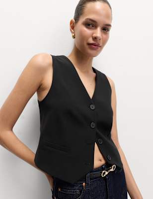 

Womens M&S Collection Tailored Waistcoat - Black, Black