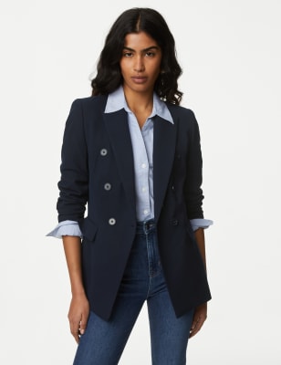 

Womens M&S Collection Tailored Relaxed Double Breasted Blazer - Navy, Navy
