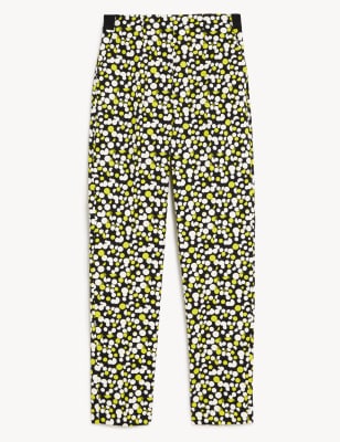 

Womens M&S Collection Cotton Rich Printed Slim Fit Trousers - Black Mix, Black Mix