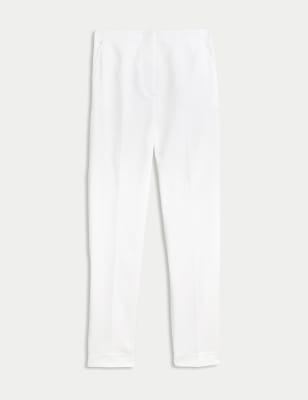 

Womens M&S Collection Cotton Blend Slim Fit Ankle Grazer Trousers - Ivory, Ivory