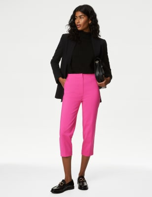 

Womens M&S Collection Cotton Blend Slim Fit Cropped Trousers - Fuchsia, Fuchsia