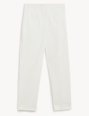 

Womens M&S Collection Cotton Blend Slim Fit Cropped Trousers - Ivory, Ivory