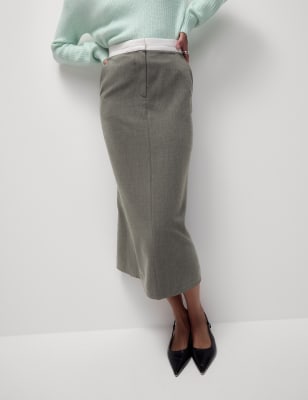 

Womens M&S Collection Split Back Midaxi Pencil Skirt - Grey Marl, Grey Marl