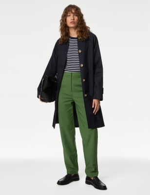 

Womens M&S Collection Cotton Blend Slim Fit Ankle Grazer Trousers, Forest Green