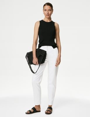 

M&S Collection Pantalón slim al tobillo con algodónWomens - Soft White, Soft White