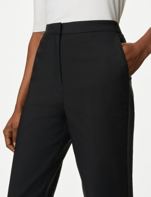 

Womens M&S Collection Cotton Blend Slim Fit Ankle Grazer Trousers - Black, Black