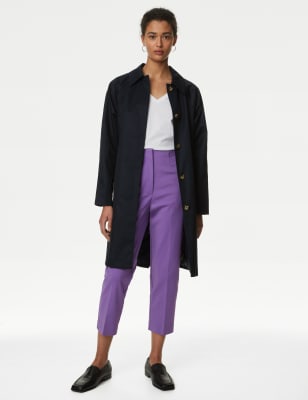

Womens M&S Collection Cotton Blend Slim Fit Cropped Trousers, Amethyst