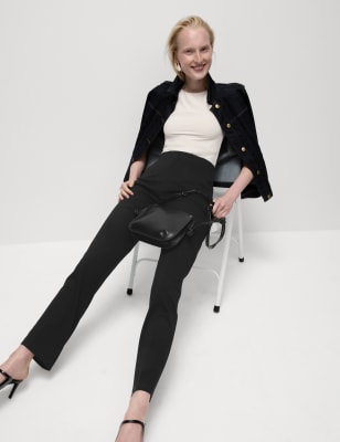 

Womens M&S Collection Jersey Elasticated Waist Straight Leg Trousers - Black, Black