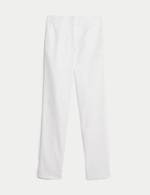 

Womens M&S Collection Cotton Blend Slim Fit Ankle Grazer Trousers, Soft White
