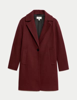 

Womens M&S Collection Relaxed Single Breasted Coat - Claret, Claret