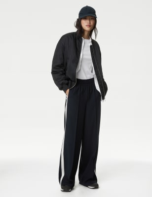 

Womens M&S Collection Side Stripe Wide Leg Trousers - Dark Navy, Dark Navy