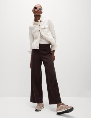 

Womens M&S Collection Jersey Elasticated Waist Wide Leg Trousers - Bitter Chocolate, Bitter Chocolate