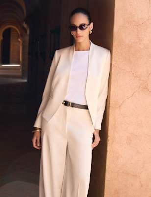 

Womens M&S Collection Satin Elasticated Waist Palazzo Trousers, Ivory