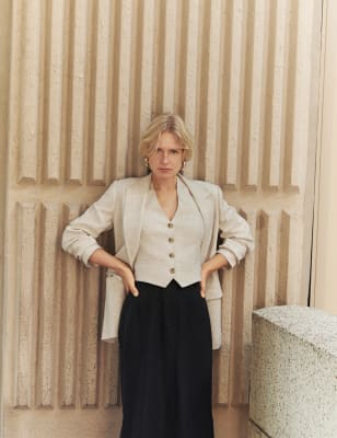 

Womens M&S Collection Linen Blend Tailored Waistcoat - Neutral, Neutral