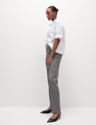 

M&S Collection Pantalón recto de sarga a cuadrosWomens - Brown Mix, Brown Mix