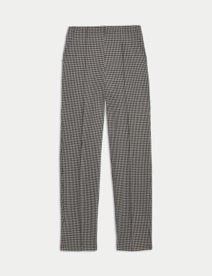 

Womens M&S Collection Twill Checked Straight Leg Trousers - Brown Mix, Brown Mix