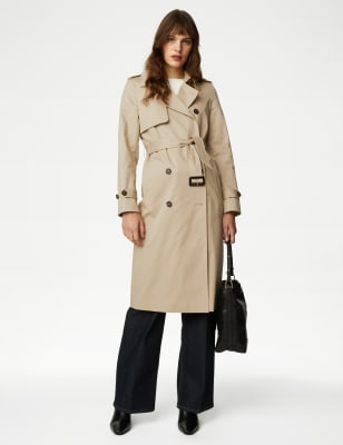 

Womens M&S Collection Petite Cotton Rich Double Breasted Trench Coat - Buff, Buff