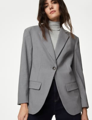 

Womens M&S Collection Relaxed Single Breasted Blazer - Grey Marl, Grey Marl