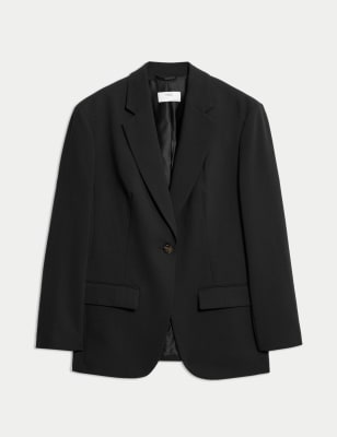 

Womens M&S Collection Einreihiger Blazer mit bequemer Passform - Black, Black