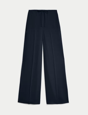 

Womens M&S Collection Crepe Elasticated Waist Wide Leg Trousers - Dark Navy, Dark Navy