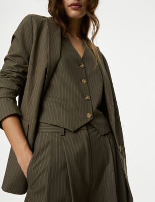 

Womens M&S Collection Tailored Pinstripe Waistcoat - Mocha Mix, Mocha Mix