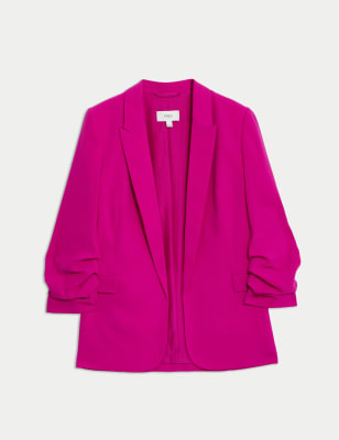 

Womens M&S Collection Ruched Sleeve Blazer - Dark Pink, Dark Pink