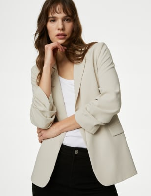 

Womens M&S Collection Ruched Sleeve Blazer - Beige, Beige