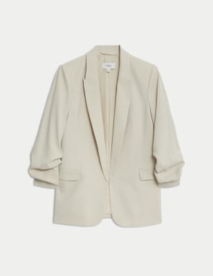 

Womens M&S Collection Blazer mit gerafften Ärmeln - Beige, Beige
