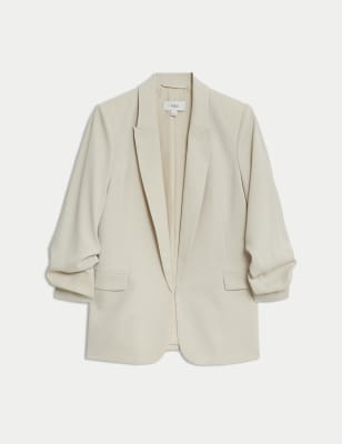 

Womens M&S Collection Ruched Sleeve Blazer - Beige, Beige