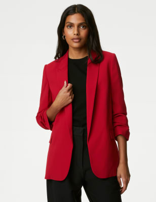 

Womens M&S Collection Ruched Sleeve Blazer - Lipstick, Lipstick