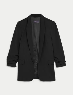 

M&S Collection Blazer de manga con fruncidoWomens - Black, Black