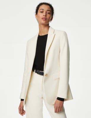 

M&S Collection Blazer de corte sastre de botonadura simpleWomens - Ecru, Ecru
