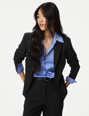 

Womens M&S Collection Tailored Single Breasted Blazer - Black, Black