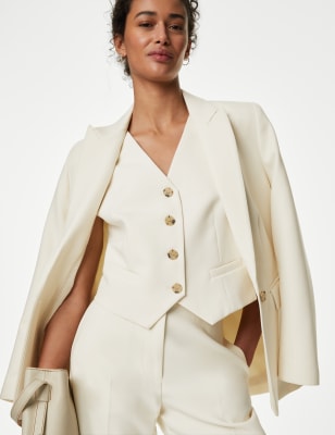 

Womens M&S Collection Tailored Single Breasted Waistcoat - Ecru, Ecru